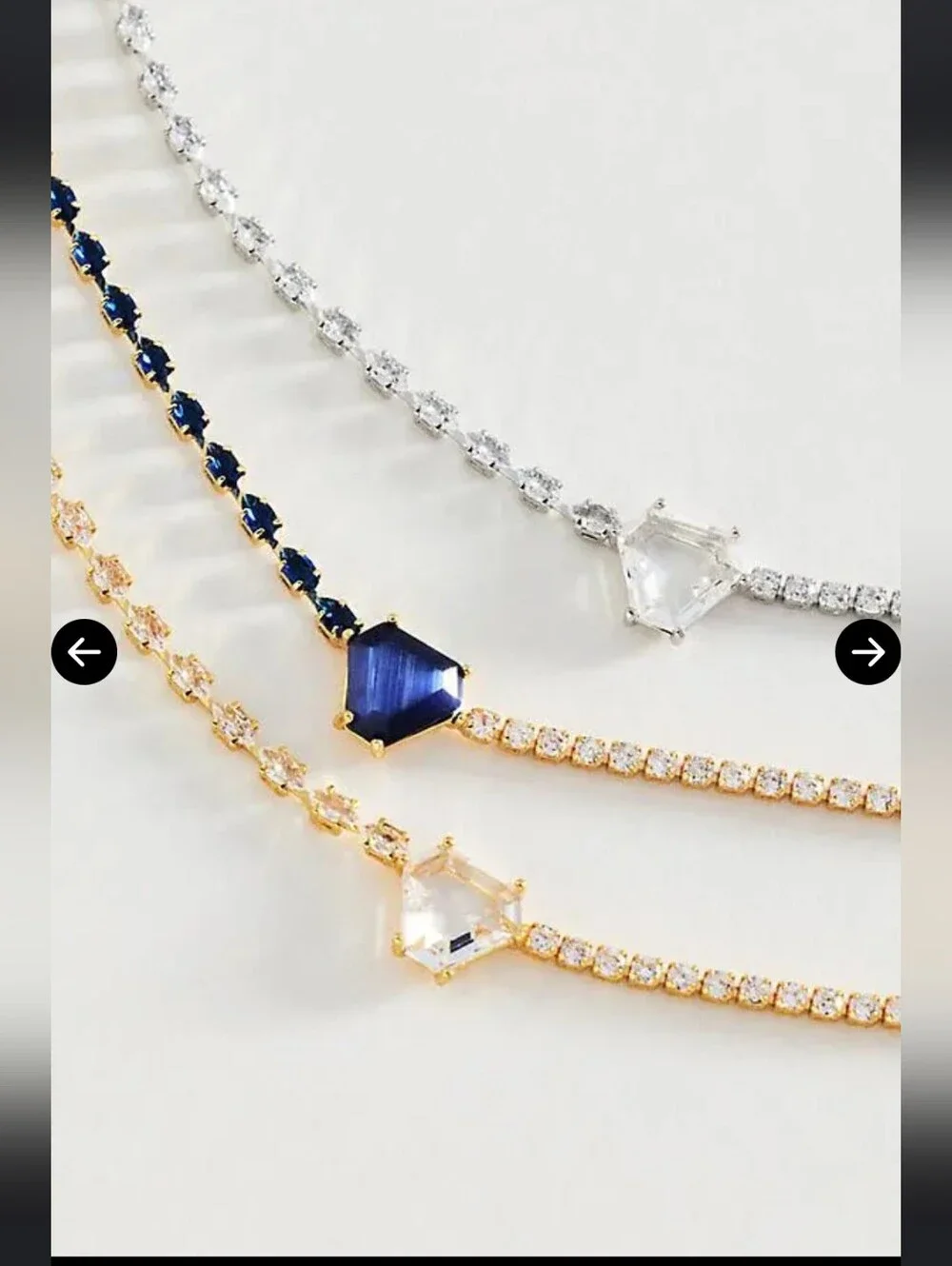 Anthropologie × Serafina, Soloist Crystal Mixed Chain Necklace,Sapphire,MSRP $54